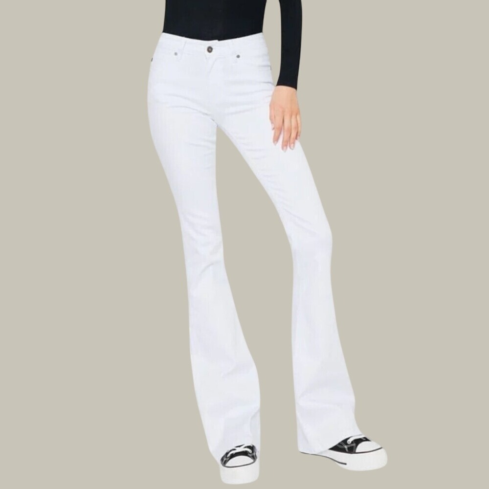 Kancan Alaska Mid Rise Flare Jeans, Size 27, Stretch Denim, Classic, Neutral